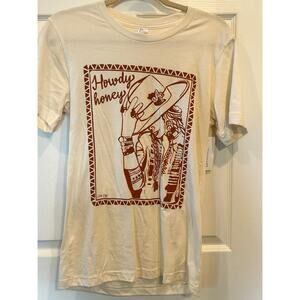 WT L&B Life "Howdy Honey" Western Graphic Tee - Small - Cream